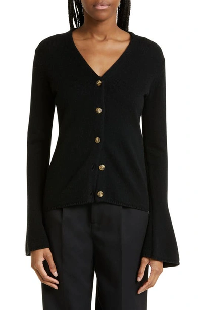 Shop By Malene Birger Cirane Bell Sleeve Wool Cardigan In Black