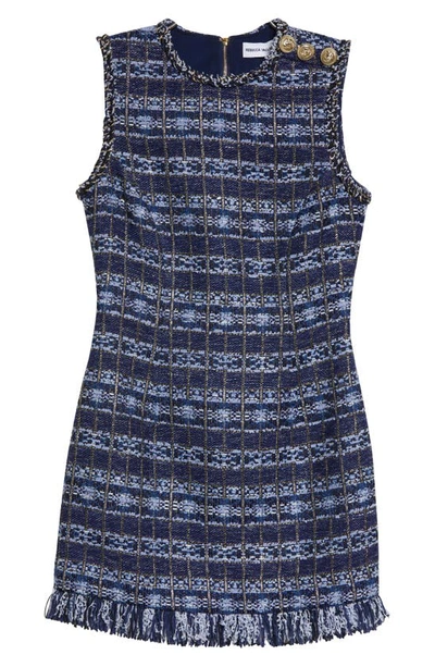 Shop Rebecca Vallance Caroline Metallic Tweed Minidress In Blue