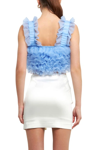 Endless Rose Ruffle Tulle Crop Tank In Powder Blue