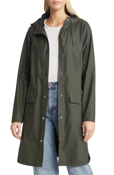 Shop Rains Curve Waterproof Jacket In 03 Green