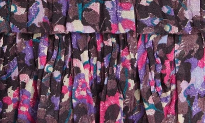 Shop Isabel Marant Étoile Naomi Smocked Ruffle Miniskirt In Midnight/ Pink