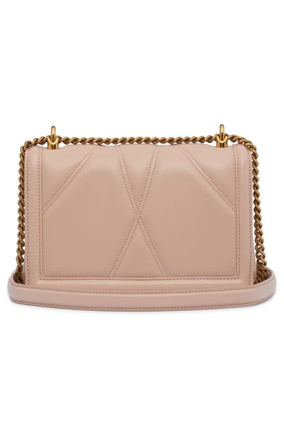 Shop Dolce & Gabbana Devotion Logo Heart Lambskin Crossbody Bag In Powder Pink