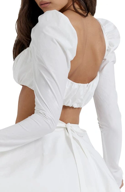 Shop House Of Cb Shira Long Sleeve Crop Top In White