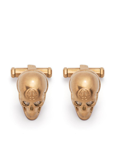 Philipp Plein 3d-skull Cufflinks In Gold