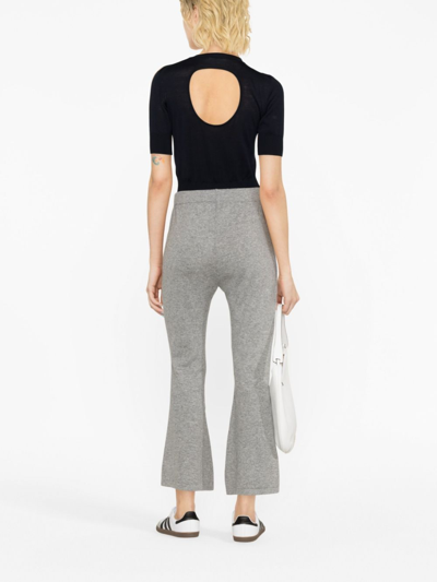 Shop Fabiana Filippi Knitted Flared Trousers In Grey