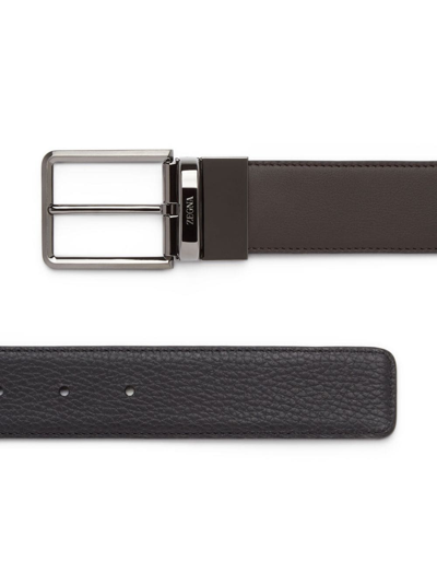 Zegna Reversible Leather Belt In Brown