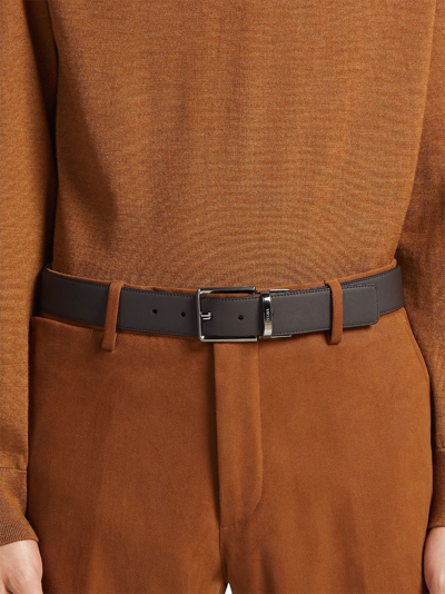 Zegna Reversible Leather Belt In Brown