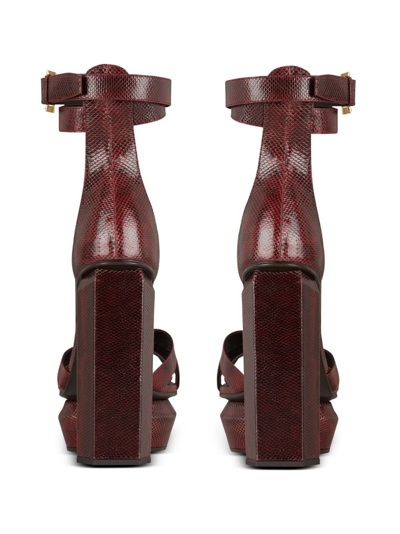 Shop Balmain Ava 140mm Leather Platform Sandals In Red