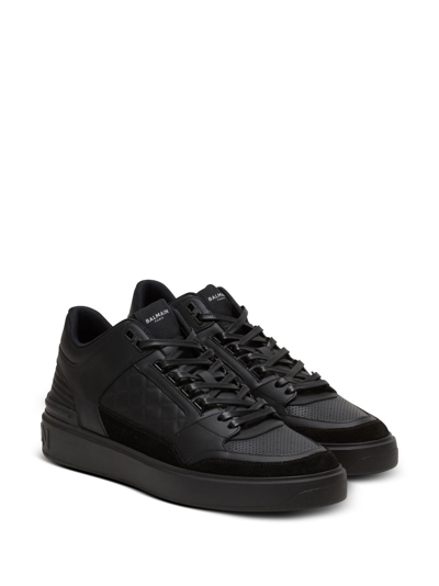 Shop Balmain Logo-print Lace-up Sneakers In Black