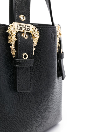 Shop Versace Jeans Couture Baroque-buckle Tote Bag In Black