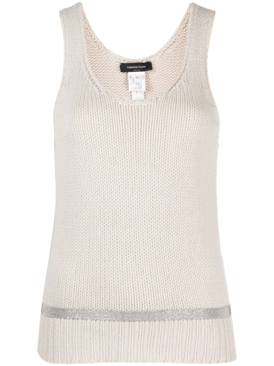 Shop Fabiana Filippi Virgin Wool Knitted Top In Neutrals