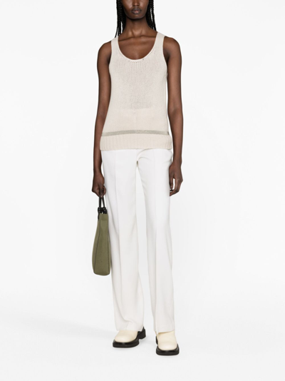 Shop Fabiana Filippi Virgin Wool Knitted Top In Neutrals