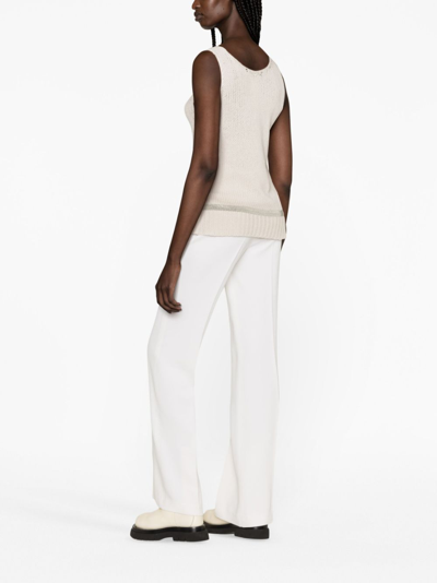 Shop Fabiana Filippi Virgin Wool Knitted Top In Neutrals