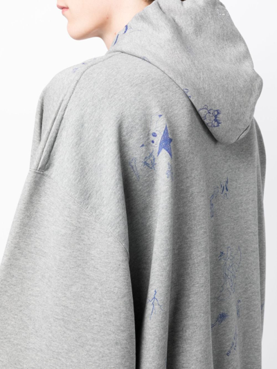 Shop Vetements Graphic-print Long-sleeve Hoodie In Grey
