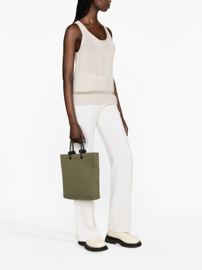 Shop Fabiana Filippi Virgin Wool Knitted Top In Neutrals