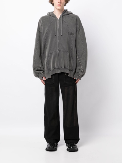 Vetements Logo-embroidered Panelled Hooded Jacket In Grey | ModeSens