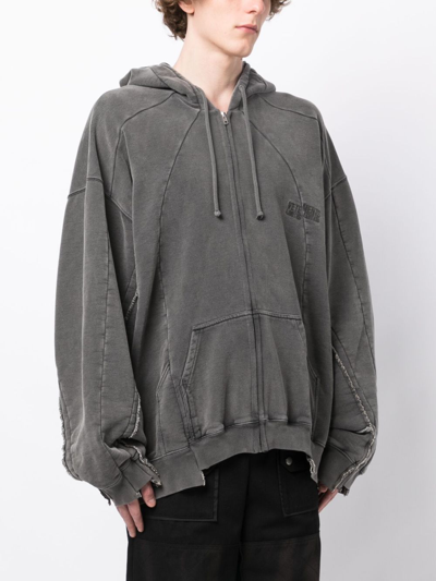 Vetements Logo-embroidered Panelled Hooded Jacket In Grey | ModeSens