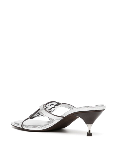 Shop Tory Burch Geo Bombe 55mm Leather Sandals In Silver