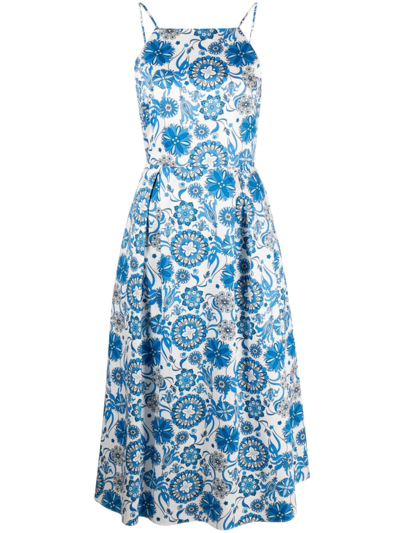 Shop Borgo De Nor Goreti Voile Floral-print Midi Dress In Weiss
