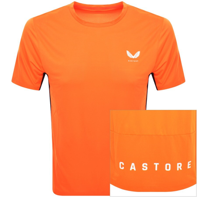 Shop Castore Mix Mesh Performance T Shirt Orange