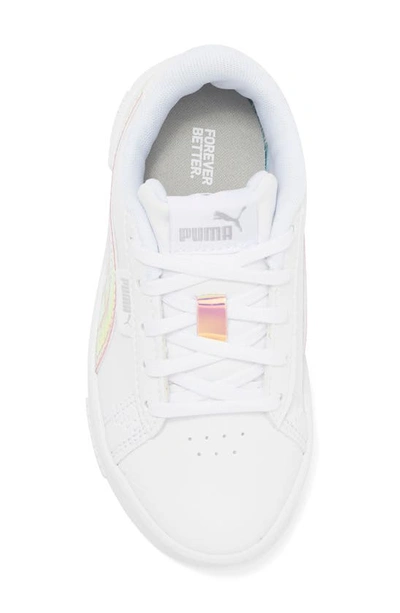 Shop Puma Kids' Jada Holographic Sneaker In  White- White-silver