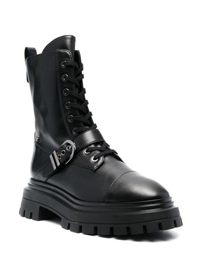 Shop Stuart Weitzman Maverick Bedford Moto 45mm Boots In Black