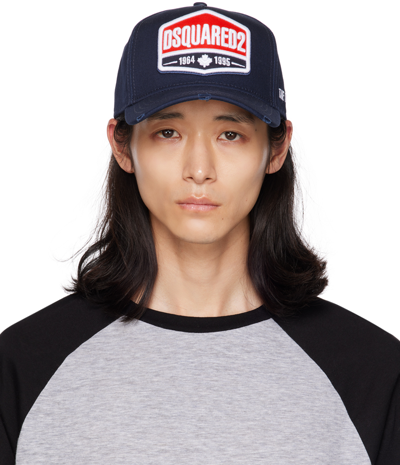 Shop Dsquared2 Navy Embroidered Cap In 3073 Navy