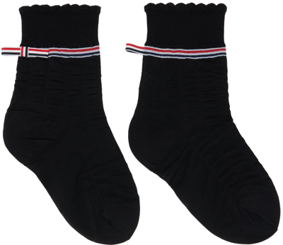 Shop Thom Browne Black Deniers Socks In 001 Black