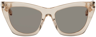 Shop Saint Laurent Beige Sl 214 Kate Sunglasses In 023 Nude/nude/copper
