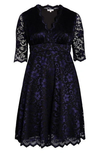 Shop Kiyonna Mon Cheri Lace Cocktail Dress In Violet Noir