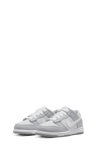 Shop Nike Kids' Dunk Low Basketball Sneaker In Platinum/ White/ Grey