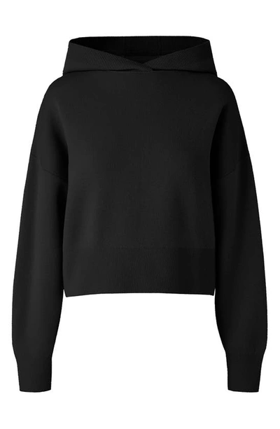 Shop Canada Goose Holton Merino Wool Hoodie Sweater In Black - Noir