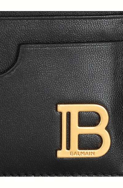 Shop Balmain B-buzz Calfskin Leather Card Case In 0pa Black