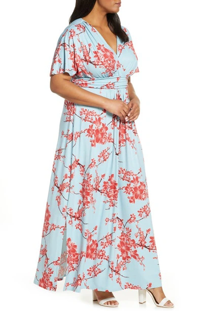 Shop Kiyonna Vienna V-neck Maxi Dress In Cherry Blossom Print