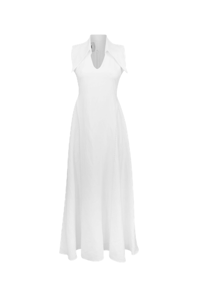 Shop Maet Amari Sleeveless Maxi White Linen Dress