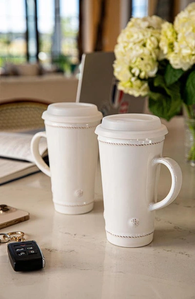 Shop Juliska Berry & Thread Ceramic Travel Mug In Whitewash
