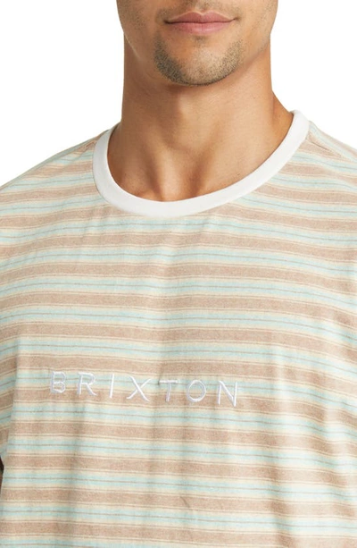 Shop Brixton Hilt Alpha Line Stripe Cotton T-shirt In Twig/whitecap/seafoam