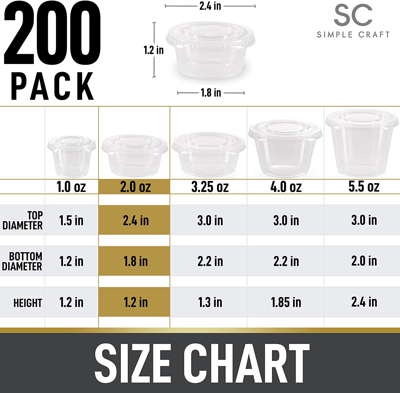 Zulay Kitchen 20z 200 Cups Clear Jello Shot Cups With Lids - Plastic Portion Cup Condiment Container With Lids In Multi
