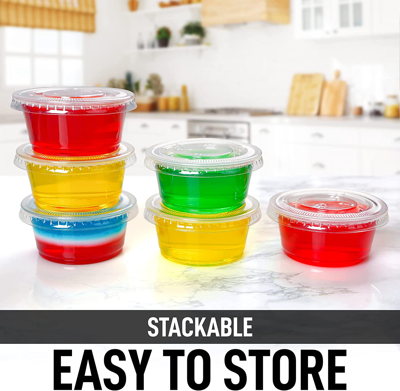 Zulay Kitchen 20z 200 Cups Clear Jello Shot Cups With Lids - Plastic Portion Cup Condiment Container With Lids In Multi