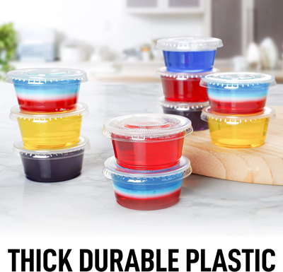 Zulay Kitchen 20z 200 Cups Clear Jello Shot Cups With Lids - Plastic Portion Cup Condiment Container With Lids In Multi