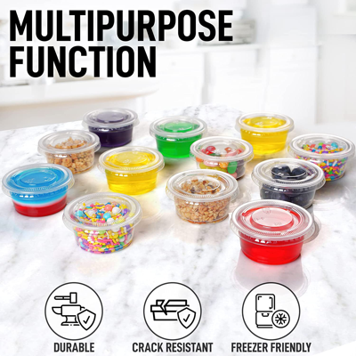 Zulay Kitchen 20z 200 Cups Clear Jello Shot Cups With Lids - Plastic Portion Cup Condiment Container With Lids In Multi