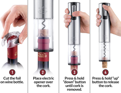 Zulay Kitchen Electric Wine Opener With Charging Base And Foil Cutter In Silver