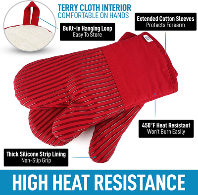 Shop Zulay Kitchen Flexible Cotton Lined With Heat Resistant Silicone Oven Mitts In Red