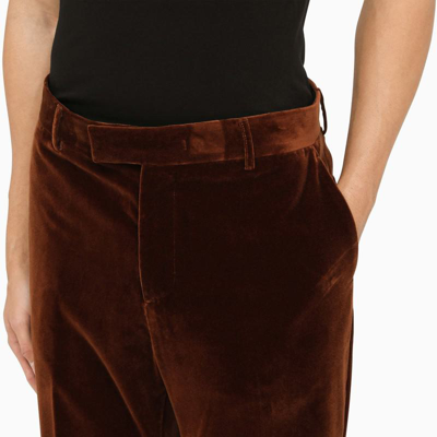 Shop Palm Angels Velvet Flared Trousers In Brown
