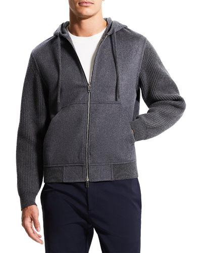 Shop Theory Haskel Wool & Cashmere-blend Hoodie In Grey