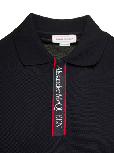 Shop Alexander Mcqueen Black Polo Shirt With Classic Collar And Logo Detail In Cotton Man