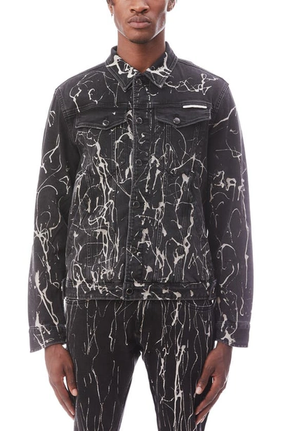 Shop Hvman Mk2 Paint Splatter Denim Jacket In Black Opium