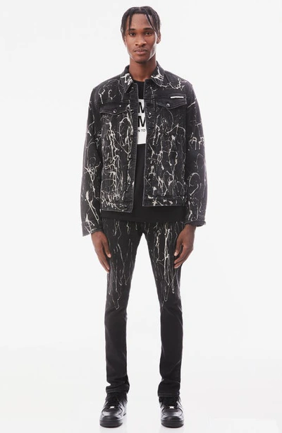 Hvman Mk2 Paint Splatter Denim Jacket In Black Opium