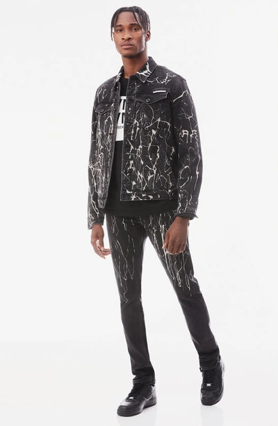 Hvman Mk2 Paint Splatter Denim Jacket In Black Opium