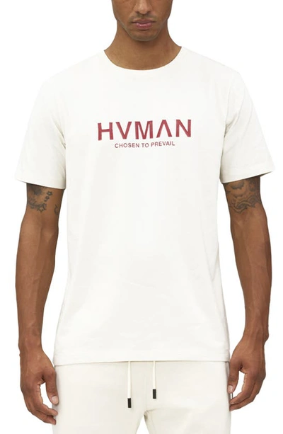 Shop Hvman Regular Fit Logo Crewneck Cotton T-shirt In Cream